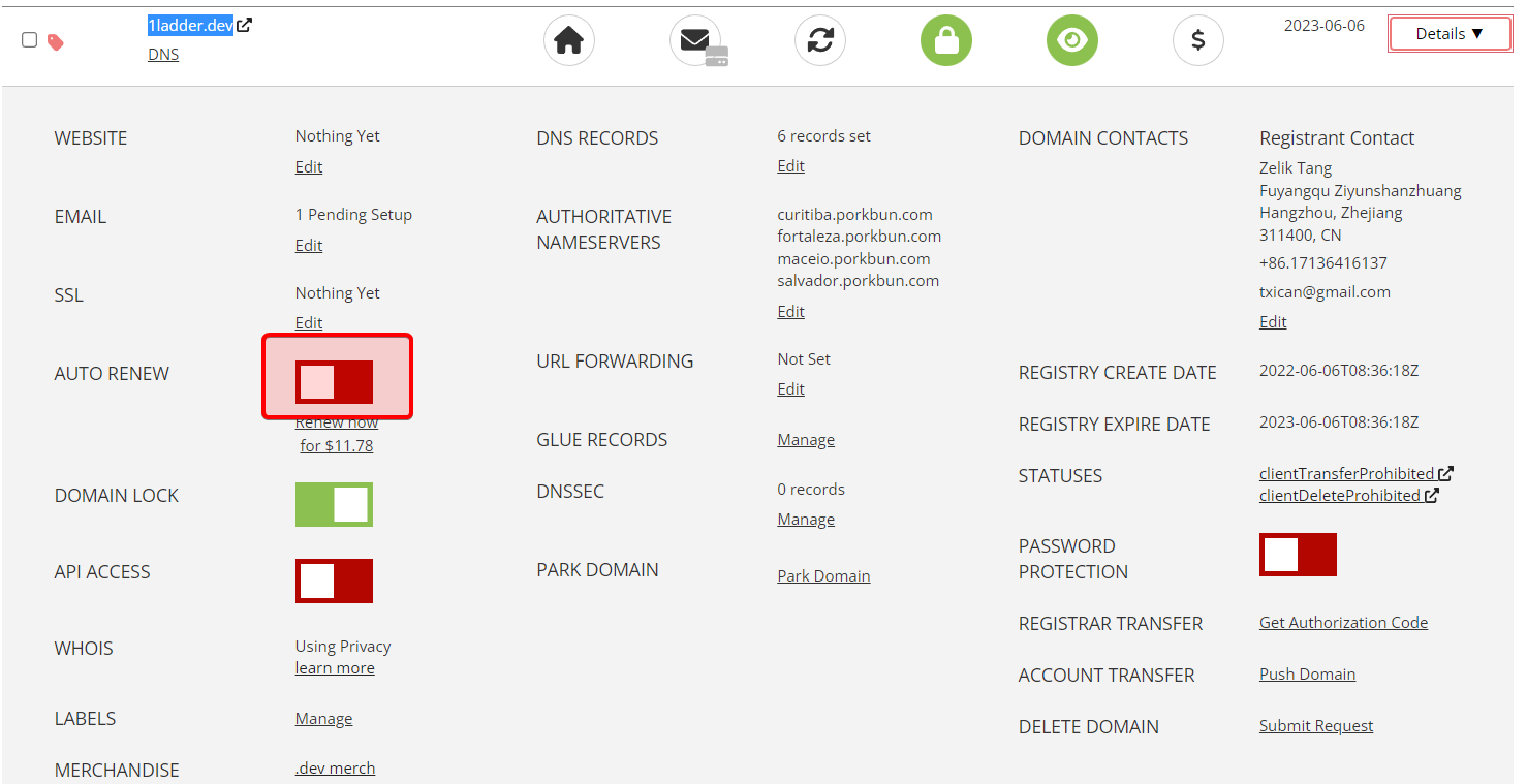 porkbun.com 关闭自动续期 stop auto renew